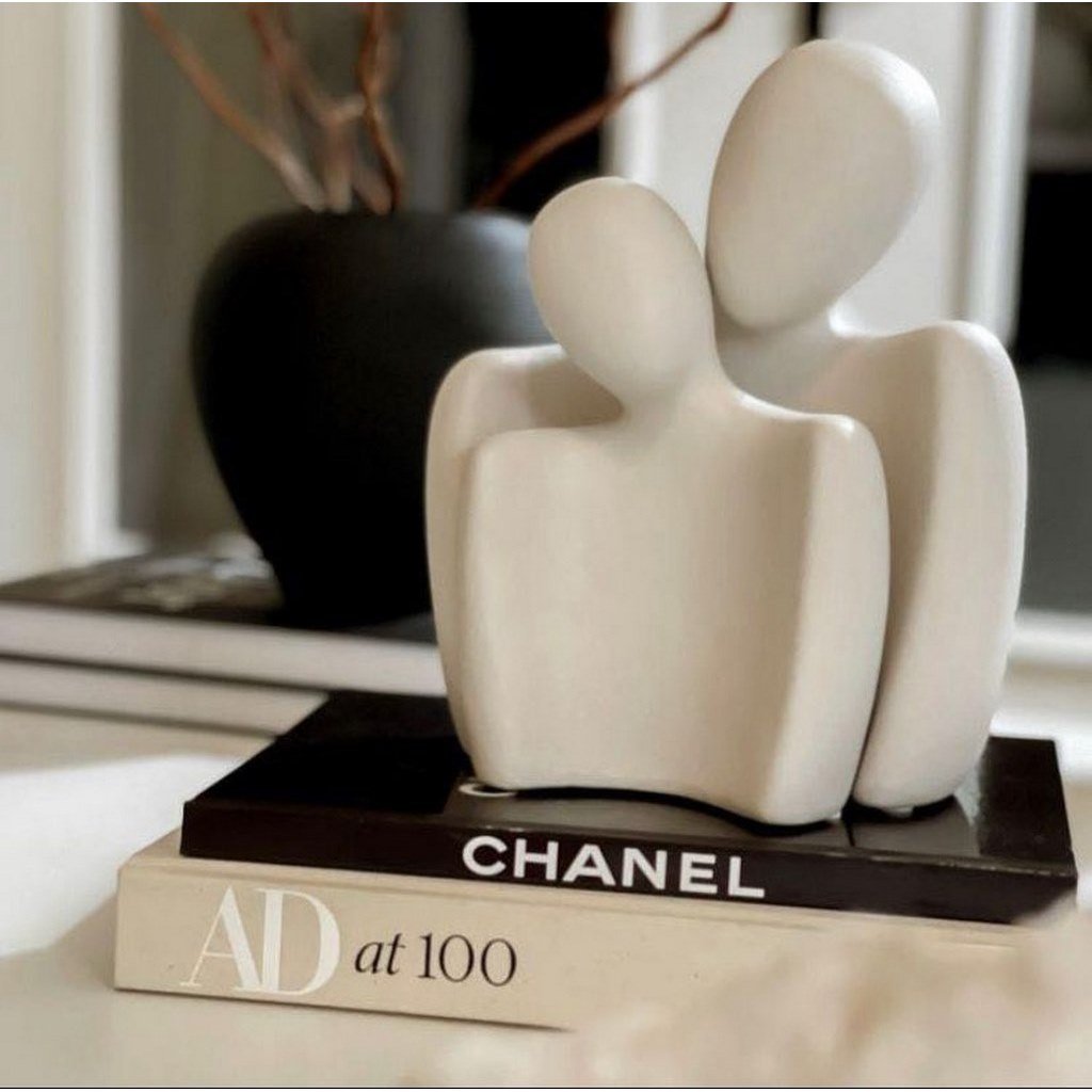 12_8_17 Decorative Accessory - 2 Pieces - Off-White Statue - Image 1