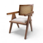 Orris Dining Chair in Beech Wood and Rattan - Image 2